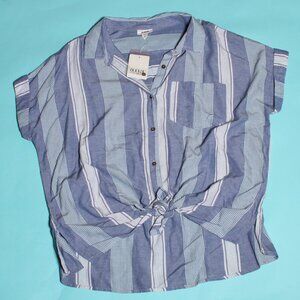 New Denim Striped Collared Shirt